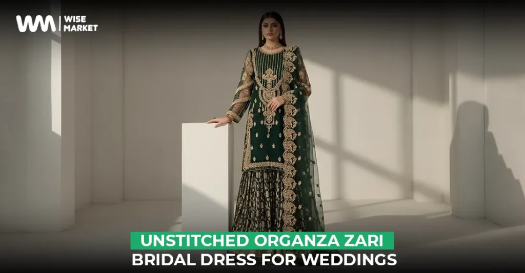Unstitched Organza Zari Bridal Dress for Weddings