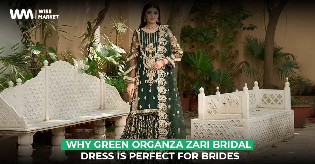 Why the Unstitched Bridal Elegance Organza Zari Dress in Green is a Must-Have for Brides
