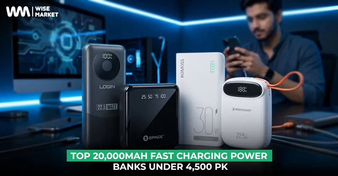 Top 20,000mAh Fast Charging Power Banks Under 4,500 PKR In Pakistan